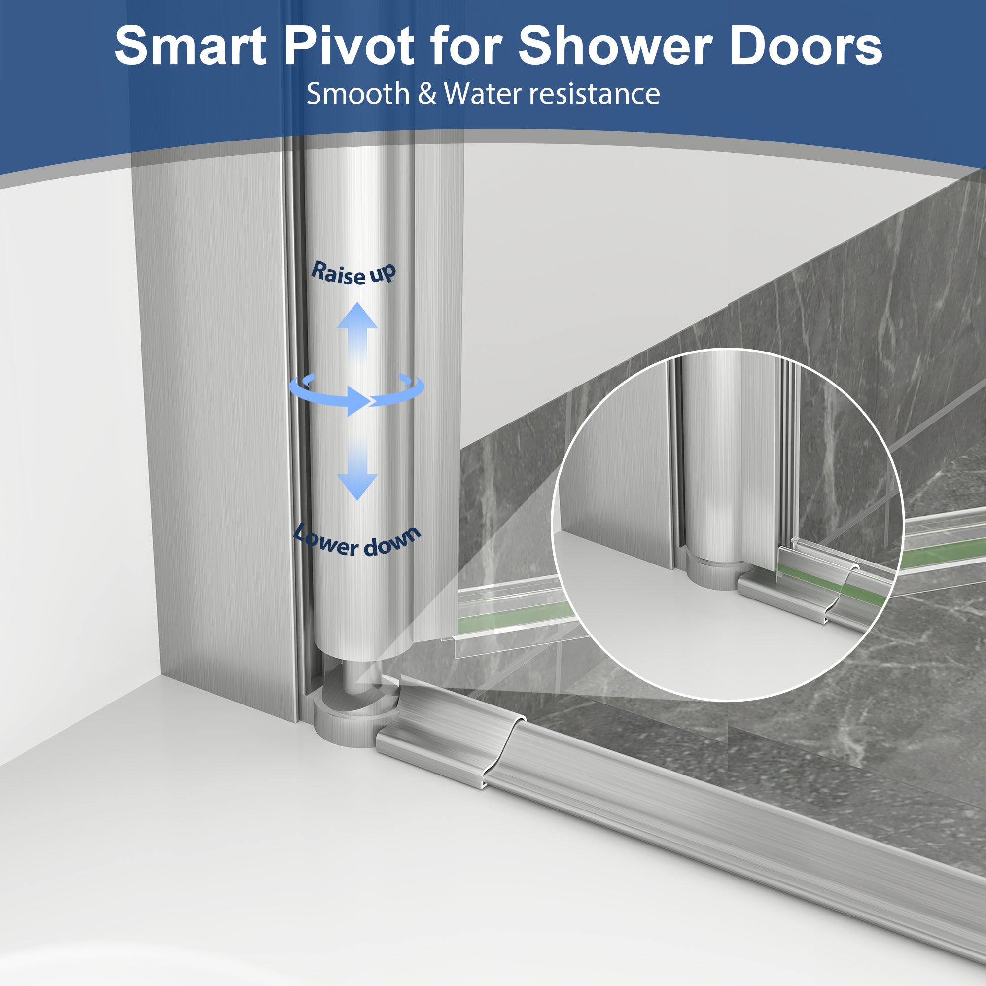 Brushed Nickel Pivot Shower Door, 30–32 in. W x 72 in. H, Frameless Single Swing Glass Shower Door, Model S9301B