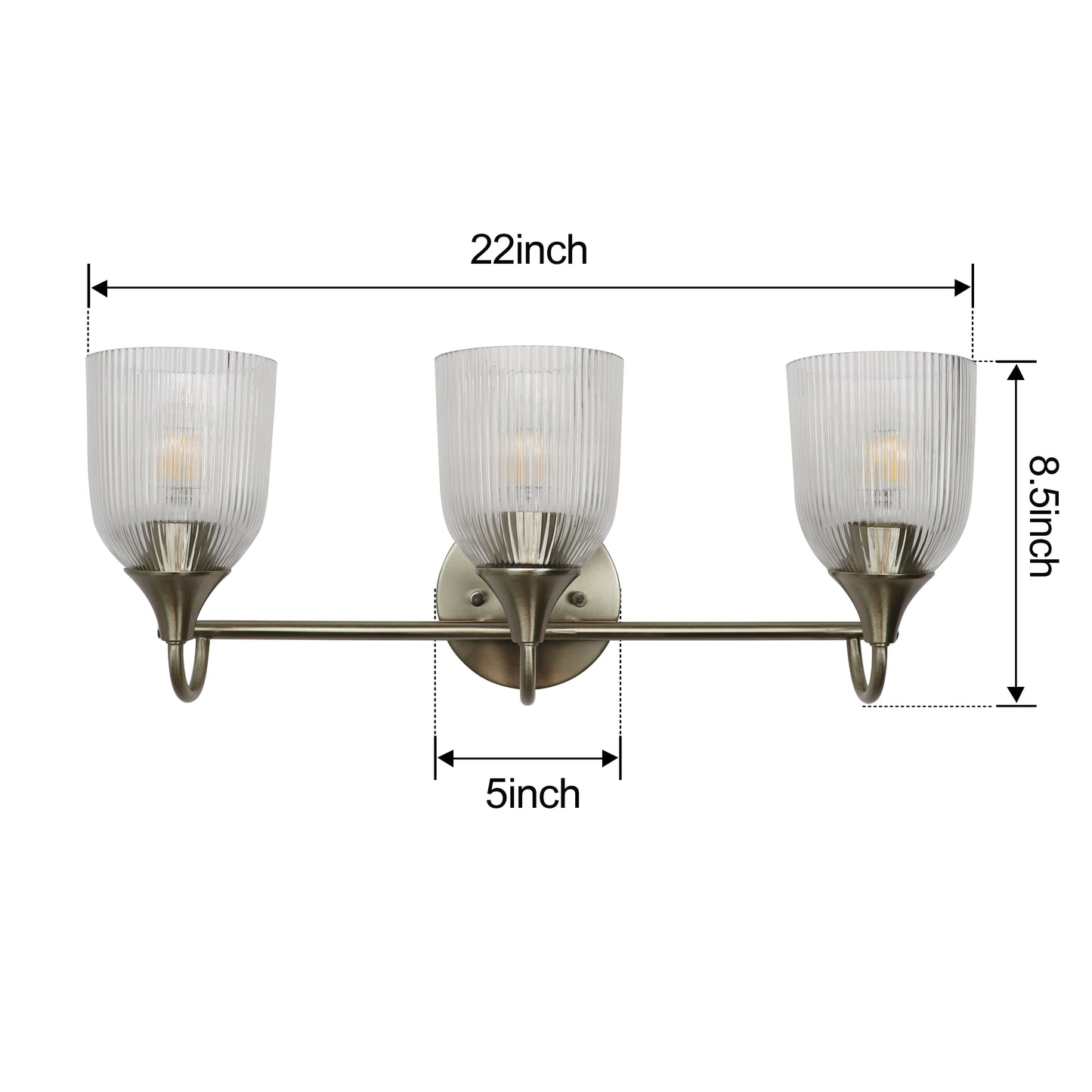 Bathroom Vanity Light Fixture, 3 Light Modern Gold Vanity Lighting fixtures, Bathroom Lighting Fixtures Over Mirror, Bathroom Wall Lamp with Clear Glass for Bathroom, Hallway, Bedroom with E26 Socket
