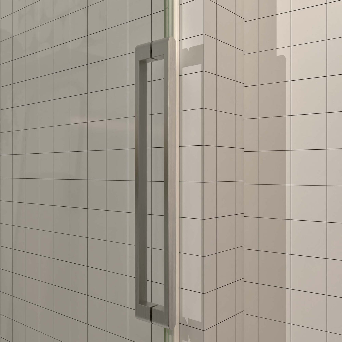 S-RM6076TN 56-60"W x 76"H Sliding Shower Door, Frameless Glass Shower Door with Brushed Nickel Hardware, Towel Bar and Handle