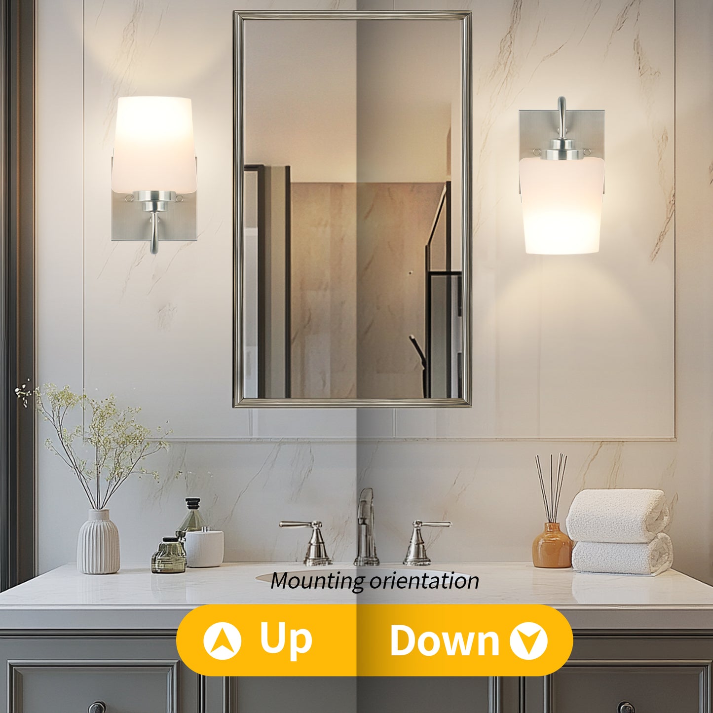 Bathroom Vanity Light Fixture, 1 Light Modern Gold Vanity Lighting Fixture, Lighting Fixture Over Mirror, Wall Sconce with Frosted Glass for Hallway, Bedroom with E26 Socket
