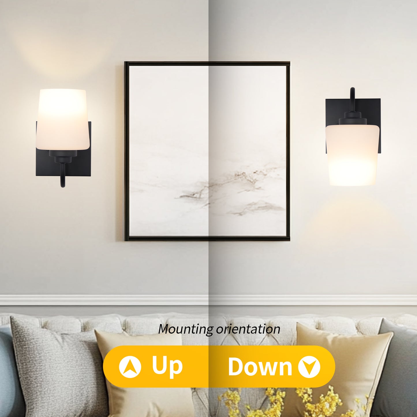 Bathroom Vanity Light Fixture, 1 Light Modern Gold Vanity Lighting Fixture, Lighting Fixture Over Mirror, Wall Sconce with Frosted Glass for Hallway, Bedroom with E26 Socket