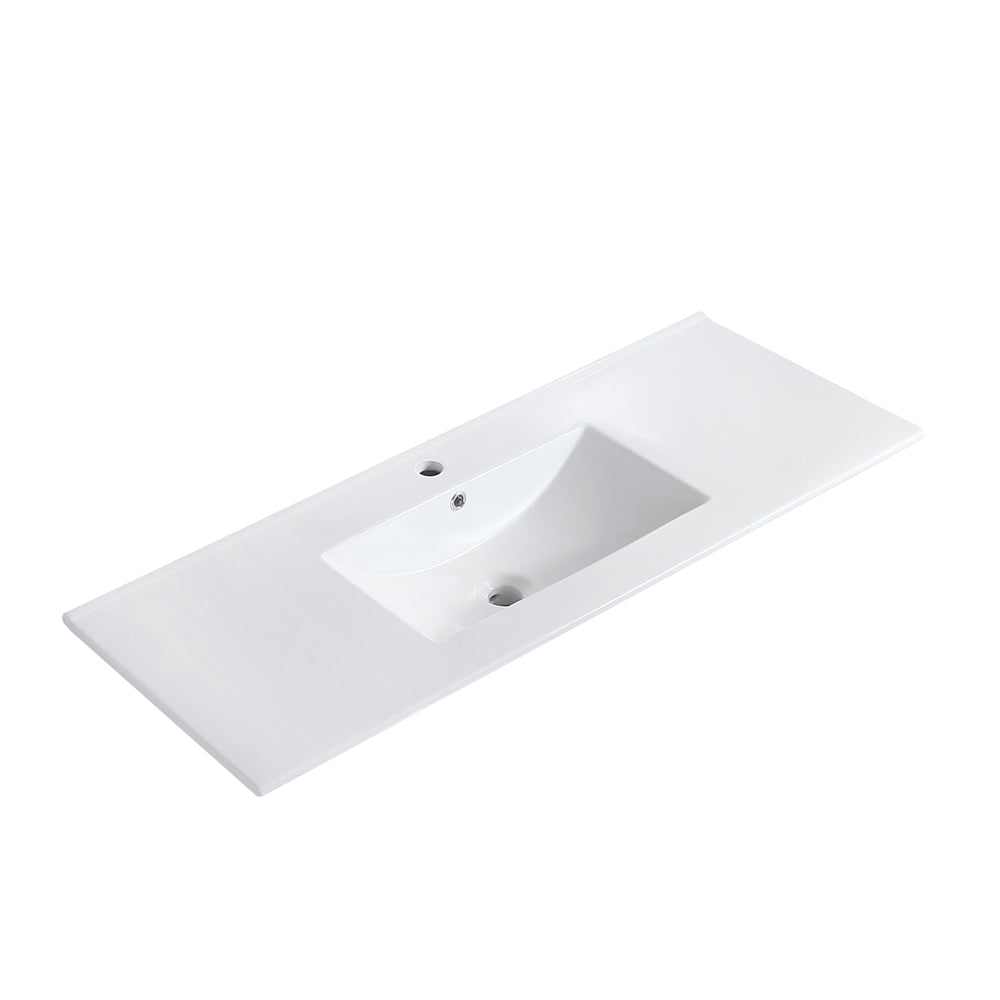 48'' Bathroom Vanity with Top Sink, Bathroom Storage Cabinet with 2 Soft Closing Doors and 3 Drawers, Single Sink Bathroom Vanity. White