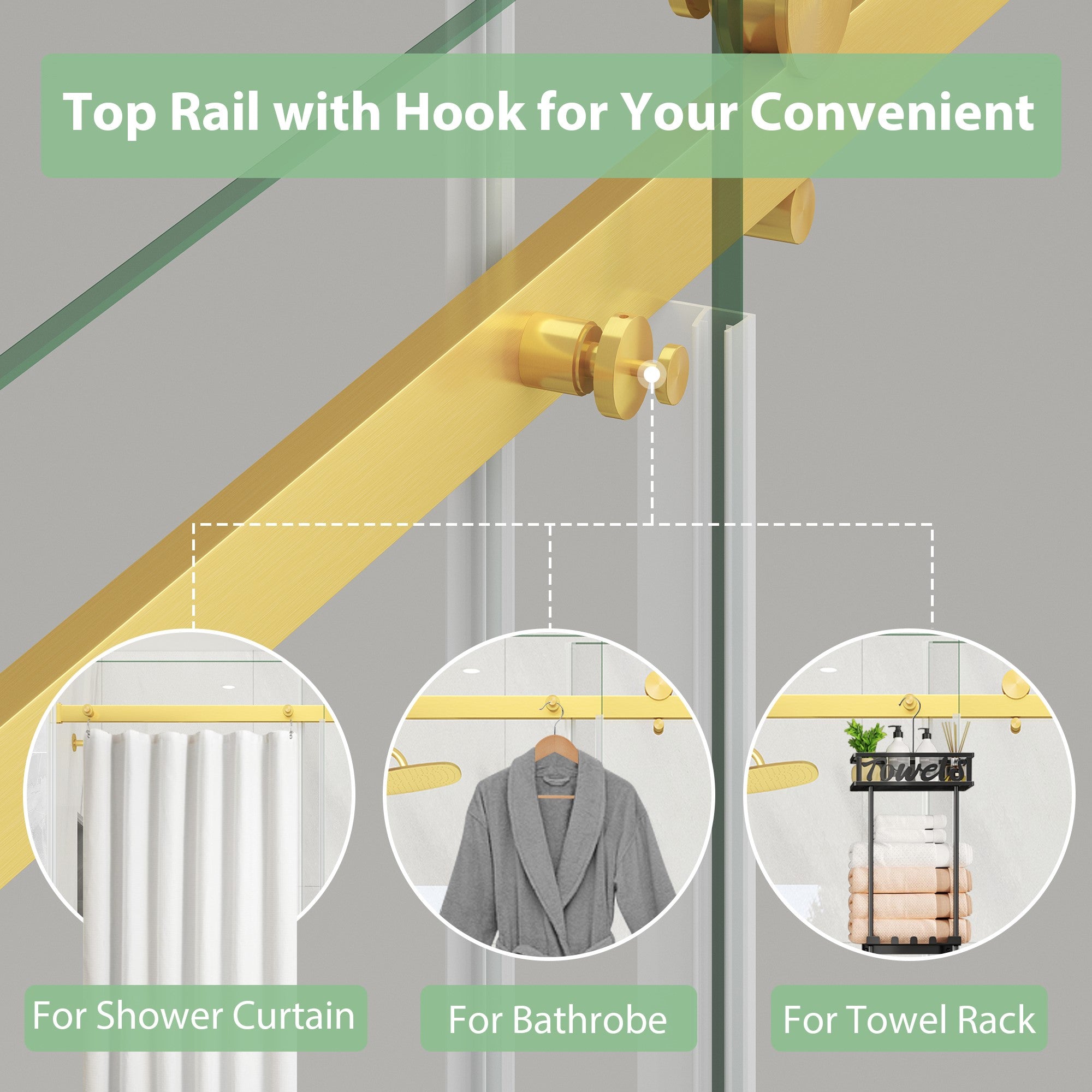 Brushed Gold Sliding Bathtub Door, 55–60 in. W x 60 in. H, Frameless Tub Shower Door, Model S9711D