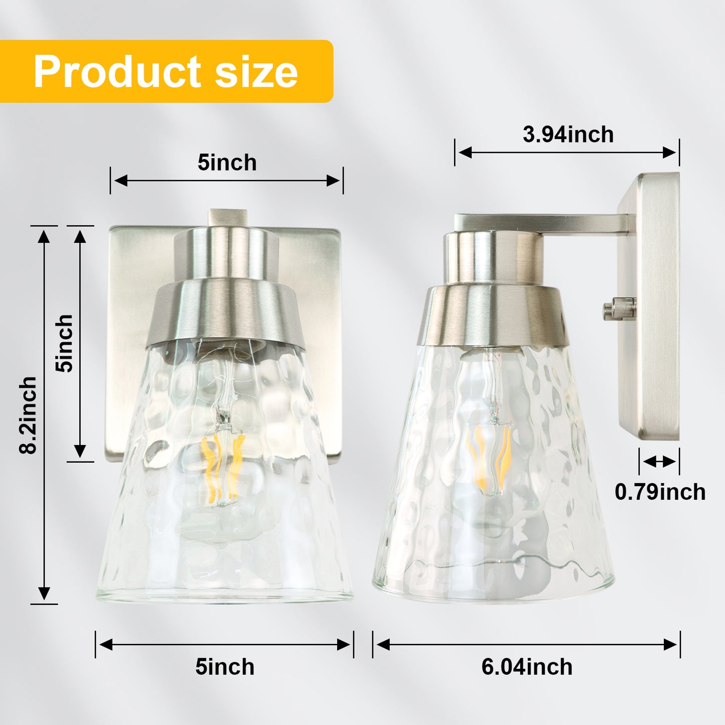 Bedroom light fixture, 1 modern gold vanity light fixture, light fixture above mirror, wall sconce with clear glass, for hallway, bedroom, with E26 socket