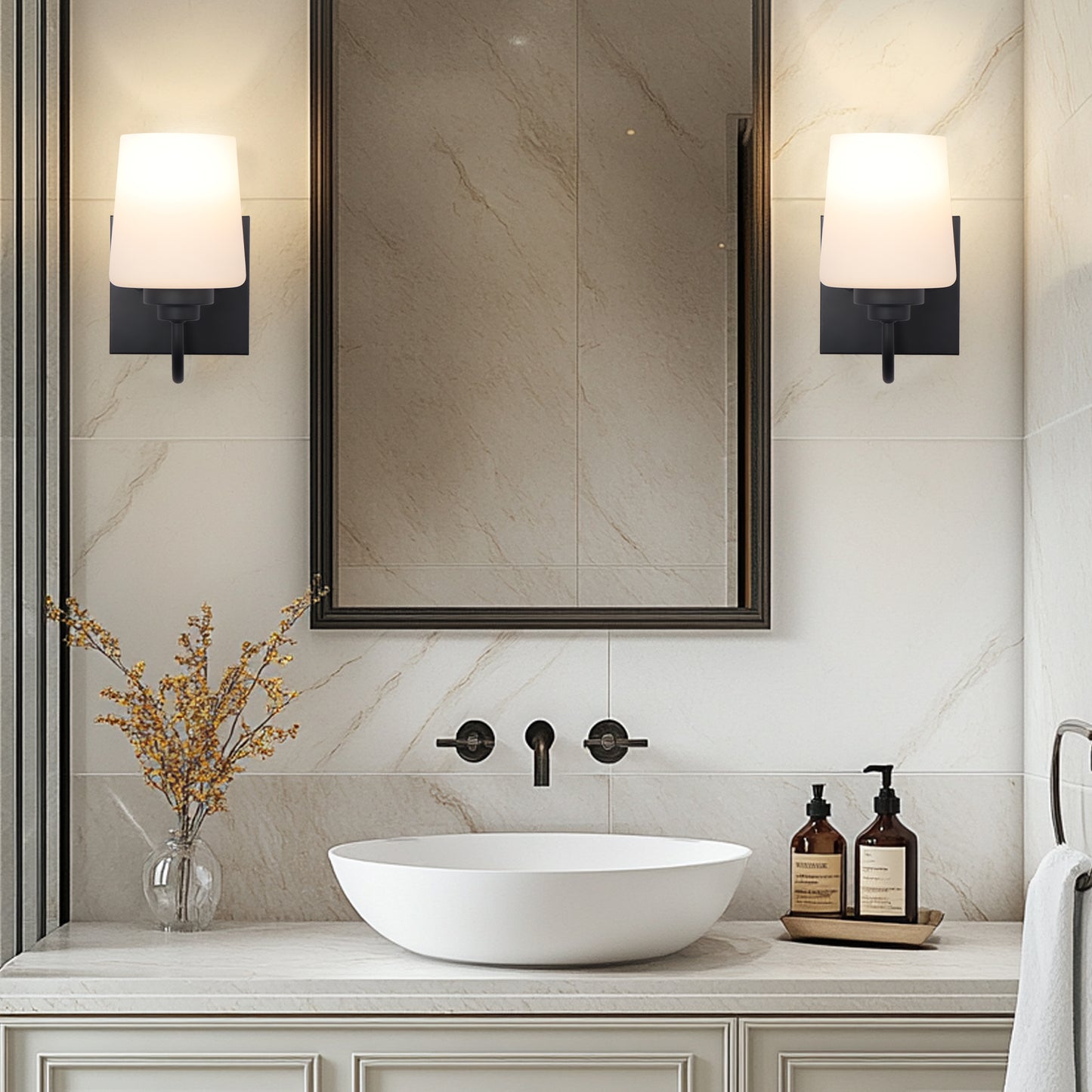 Bathroom Vanity Light Fixture, 1 Light Modern Gold Vanity Lighting Fixture, Lighting Fixture Over Mirror, Wall Sconce with Frosted Glass for Hallway, Bedroom with E26 Socket