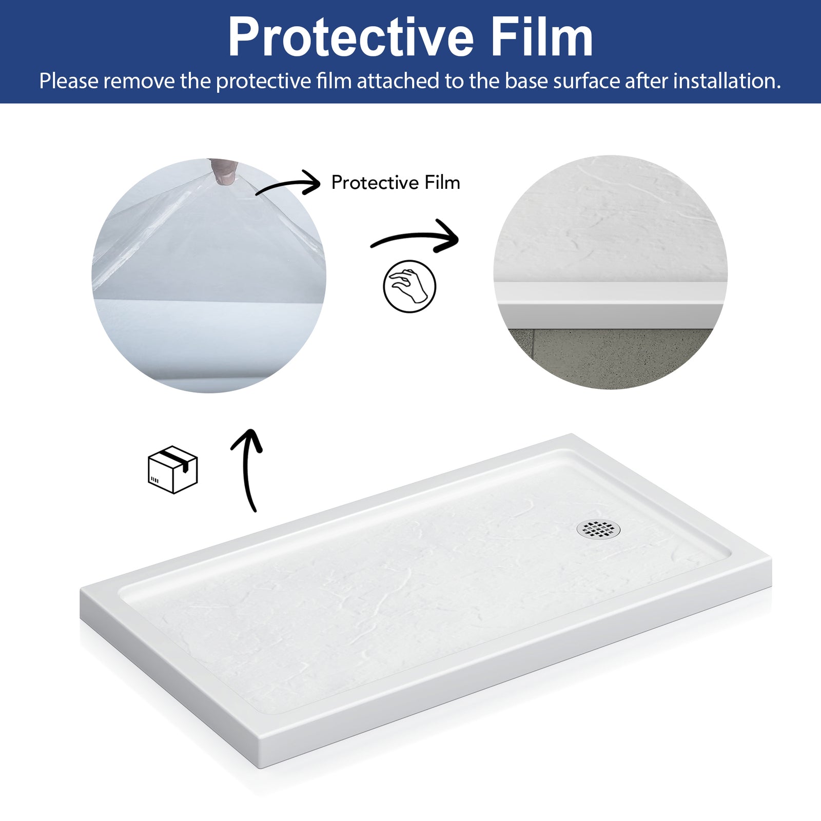White Rectangular Shower Base Series – 10 Sizes