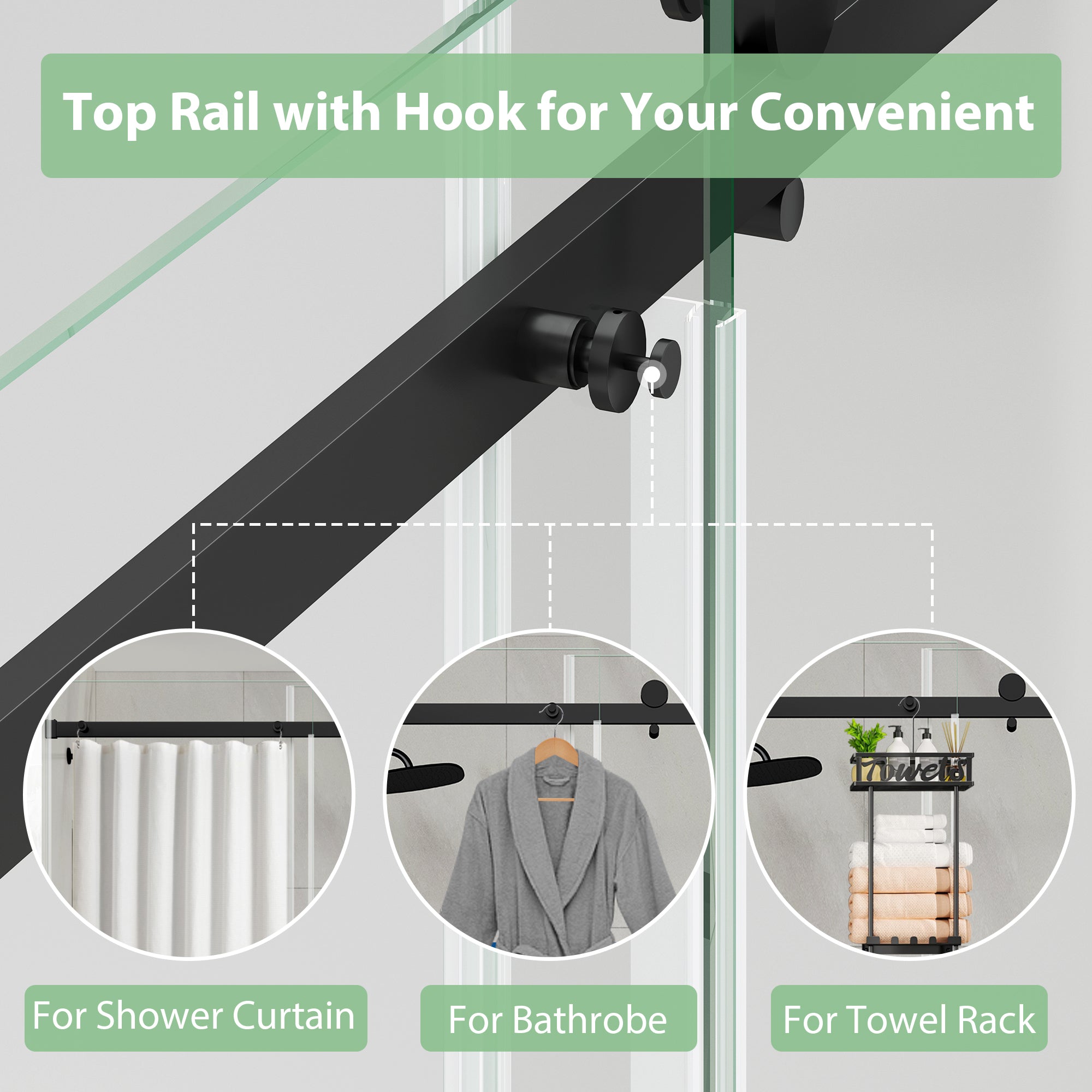 Matte Black Frameless Sliding Bathtub Door, 55-60 in. W x 60 in. H, Model S9711D