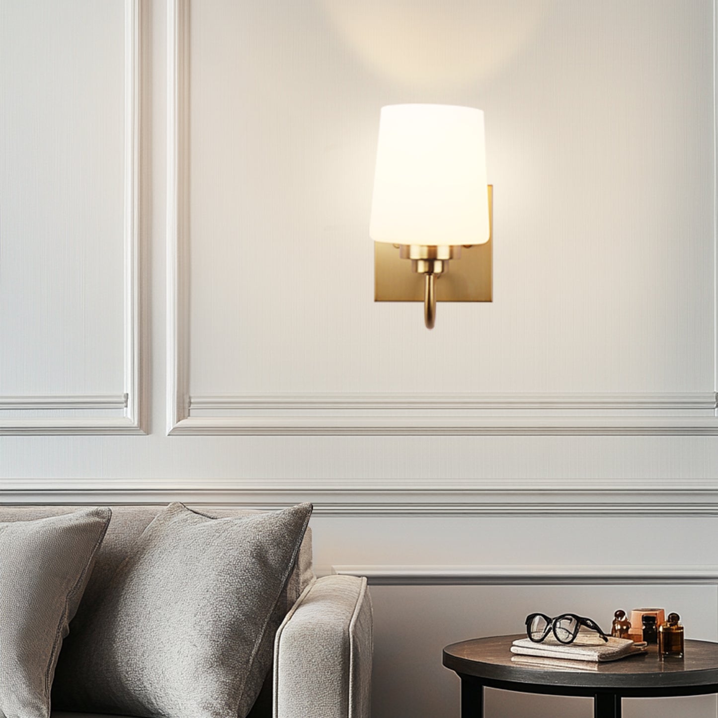 Bathroom Vanity Light Fixture, 1 Light Modern Gold Vanity Lighting Fixture, Lighting Fixture Over Mirror, Wall Sconce with Frosted Glass for Hallway, Bedroom with E26 Socket