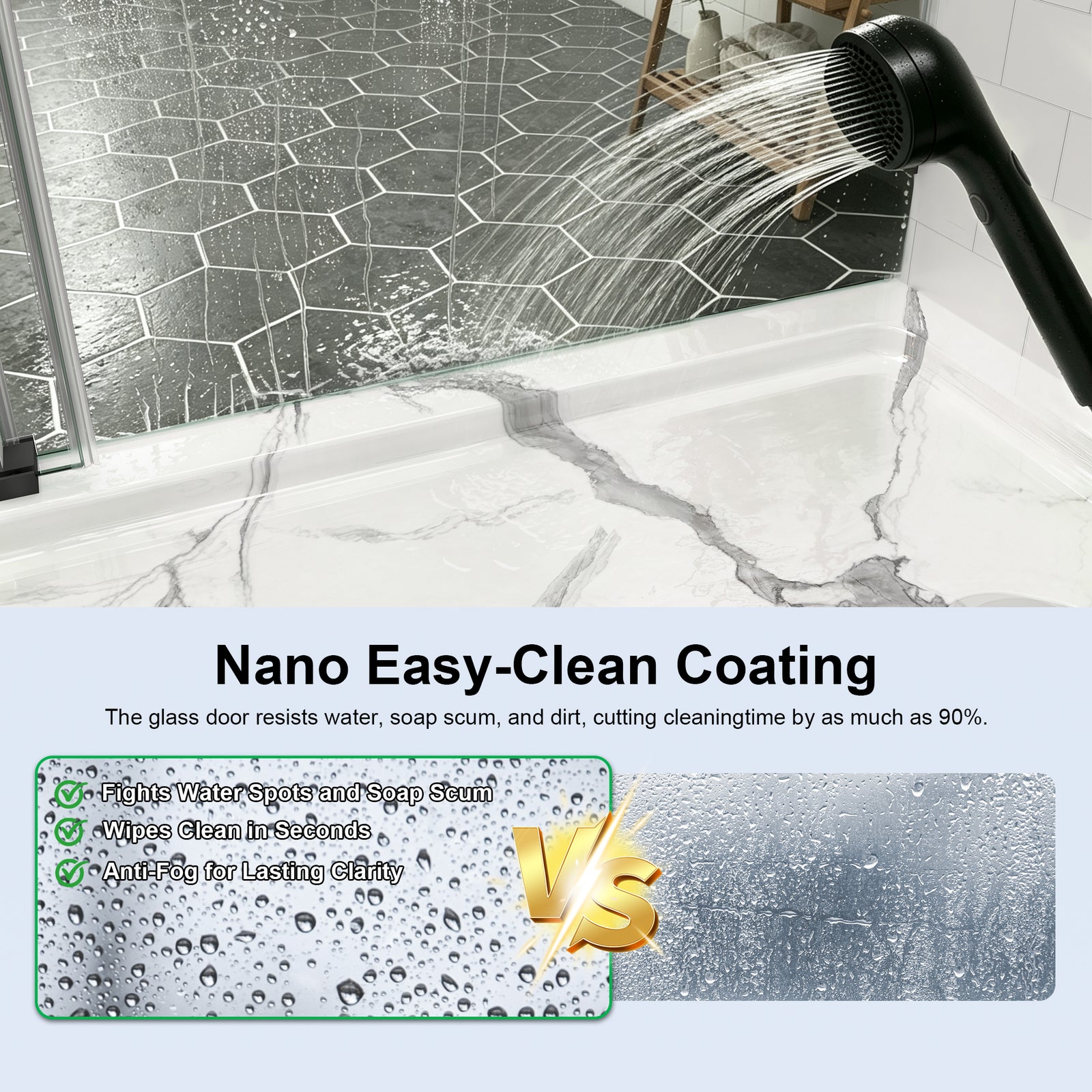 67-72 in. W x 76 in. H Frameless Sliding Shower Door, 5/16 in. Clear Glass
