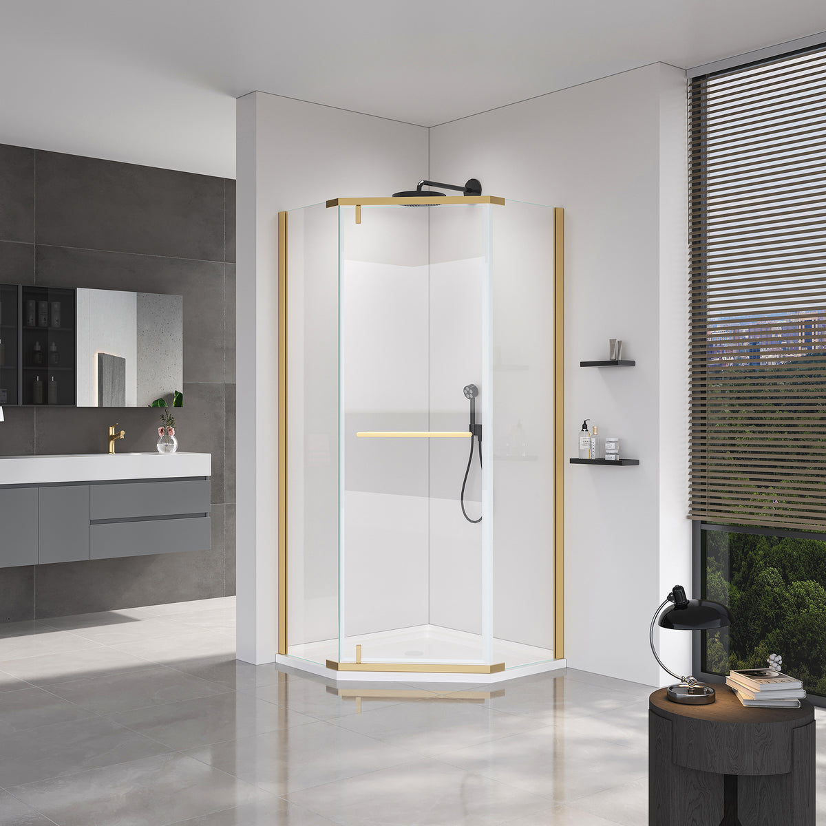 36x36x3.55 INCH Neo-Angle Shower Base For Bathroom Shower Door --White