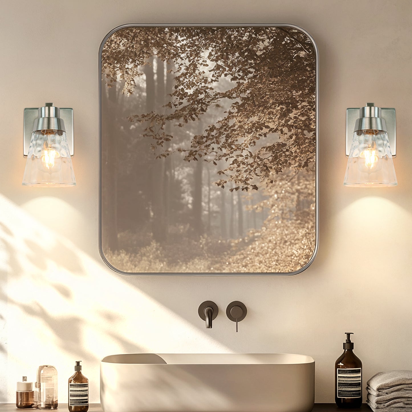 Bedroom light fixture, 1 modern gold vanity light fixture, light fixture above mirror, wall sconce with clear glass, for hallway, bedroom, with E26 socket