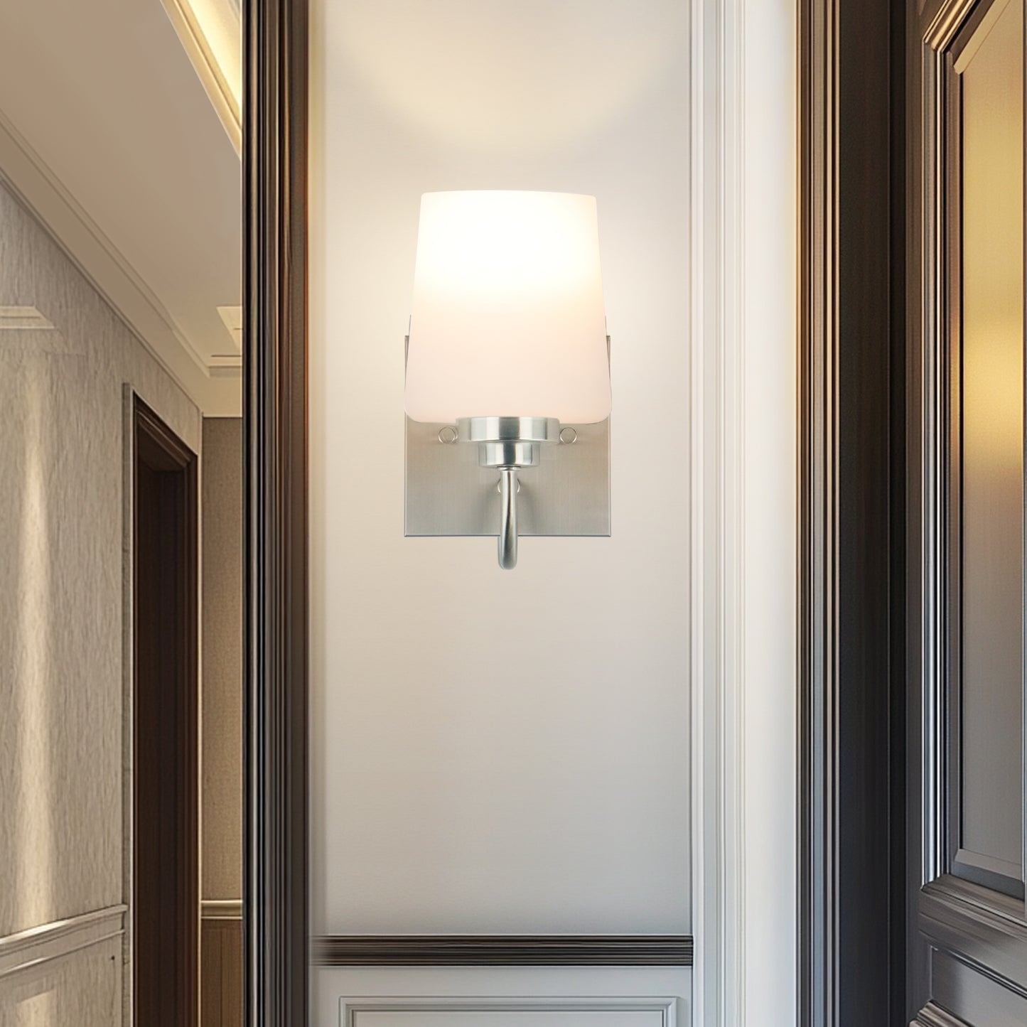 Bathroom Vanity Light Fixture, 1 Light Modern Gold Vanity Lighting Fixture, Lighting Fixture Over Mirror, Wall Sconce with Frosted Glass for Hallway, Bedroom with E26 Socket