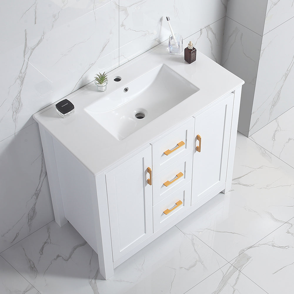 36"White Bathroom Vanity with Single Sink, Combo Cabinet Undermount Sink, Bathroom Storage Cabinet with 2 Doors and 2 Drawer, Soft Closing, Multifunctional Storage