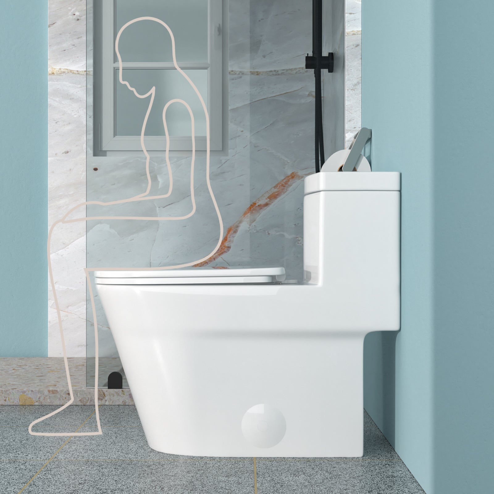 KPUY One-Piece Dual Flush Toilet | 12" Rough-In | Skirted Trapway | MAP 800g Power Flush