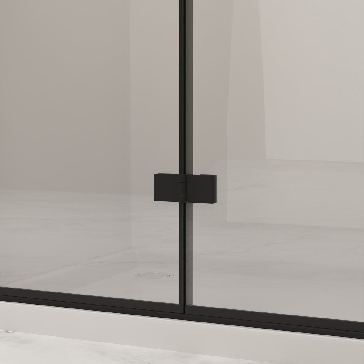 72" Bifold Shower Door, 1/4"(6mm) Tempered Glass, Matte Black Aluminum Frame, Explosion Proof Film