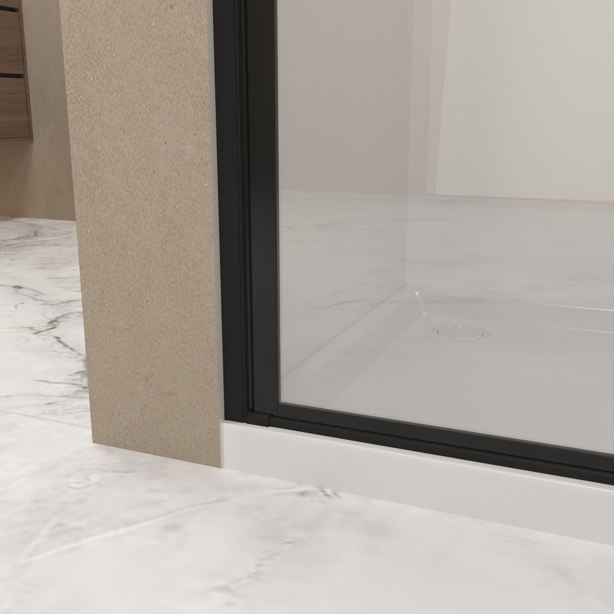 72" Bifold Shower Door, 1/4"(6mm) Tempered Glass, Matte Black Aluminum Frame, Explosion Proof Film