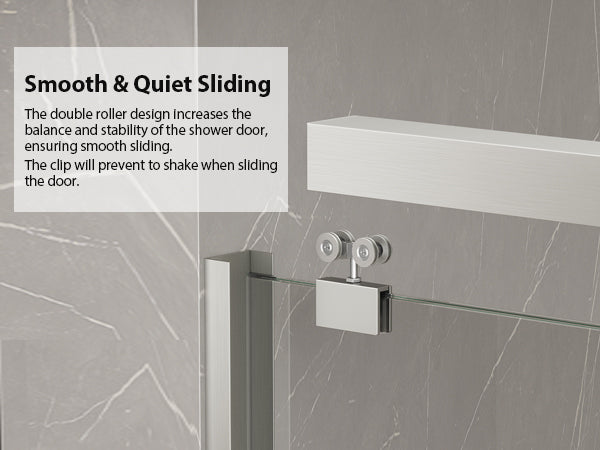 Brushed Nickel Double Sliding Shower Door, Semi-Frameless, 43–48 in. W x 76 in. H, Model S0102