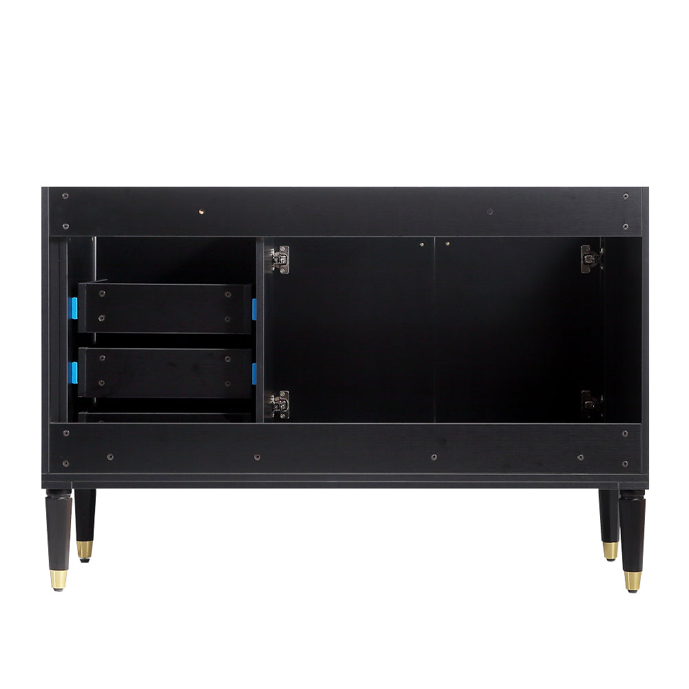 48'' Bathroom Vanity with Top Sink, Bathroom Storage Cabinet with 2 Soft Closing Doors and 3 Drawers, Single Sink Bathroom Vanity. black