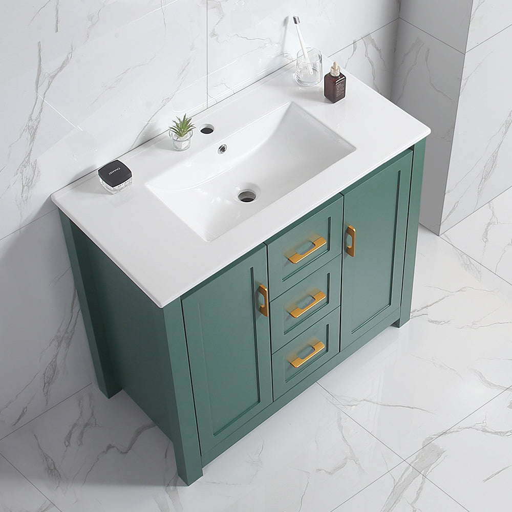 36"Green Bathroom Vanity with Single Sink, Combo Cabinet Undermount Sink, Bathroom Storage Cabinet with 2 Doors and 2 Drawer, Soft Closing, Multifunctional Storage