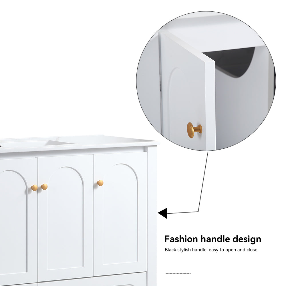 48" White Bathroom Vanity with Ceramic Sink Combo, Abundant Storage Cabinet -4 Soft close doors and 2 drawers