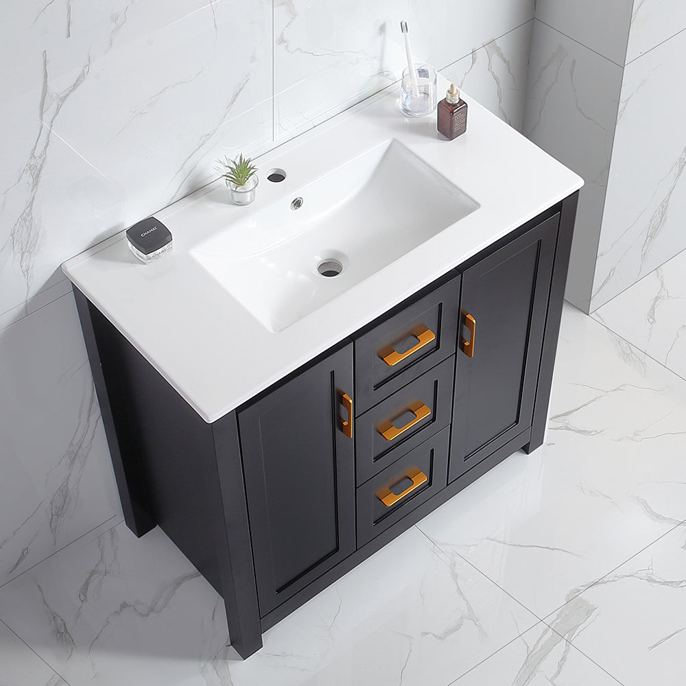 36" Black Bathroom Vanity with Single Sink, Combo Cabinet Undermount Sink, Bathroom Storage Cabinet with 2 Doors and 2 Drawer, Soft Closing, Multifunctional Storage