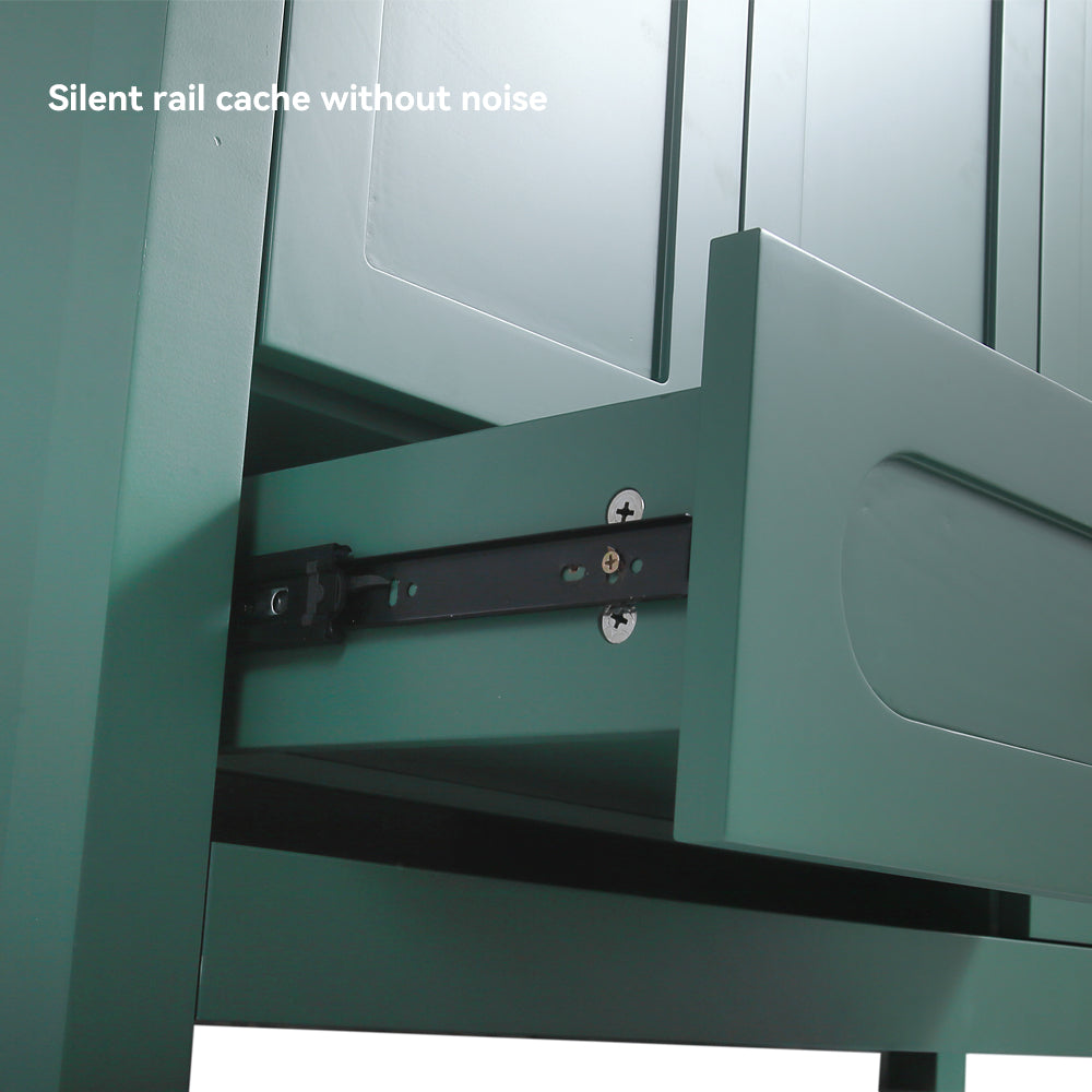 48" Green Bathroom Vanity with Ceramic Sink Combo, Abundant Storage Cabinet -4 Soft close doors and 2drawers