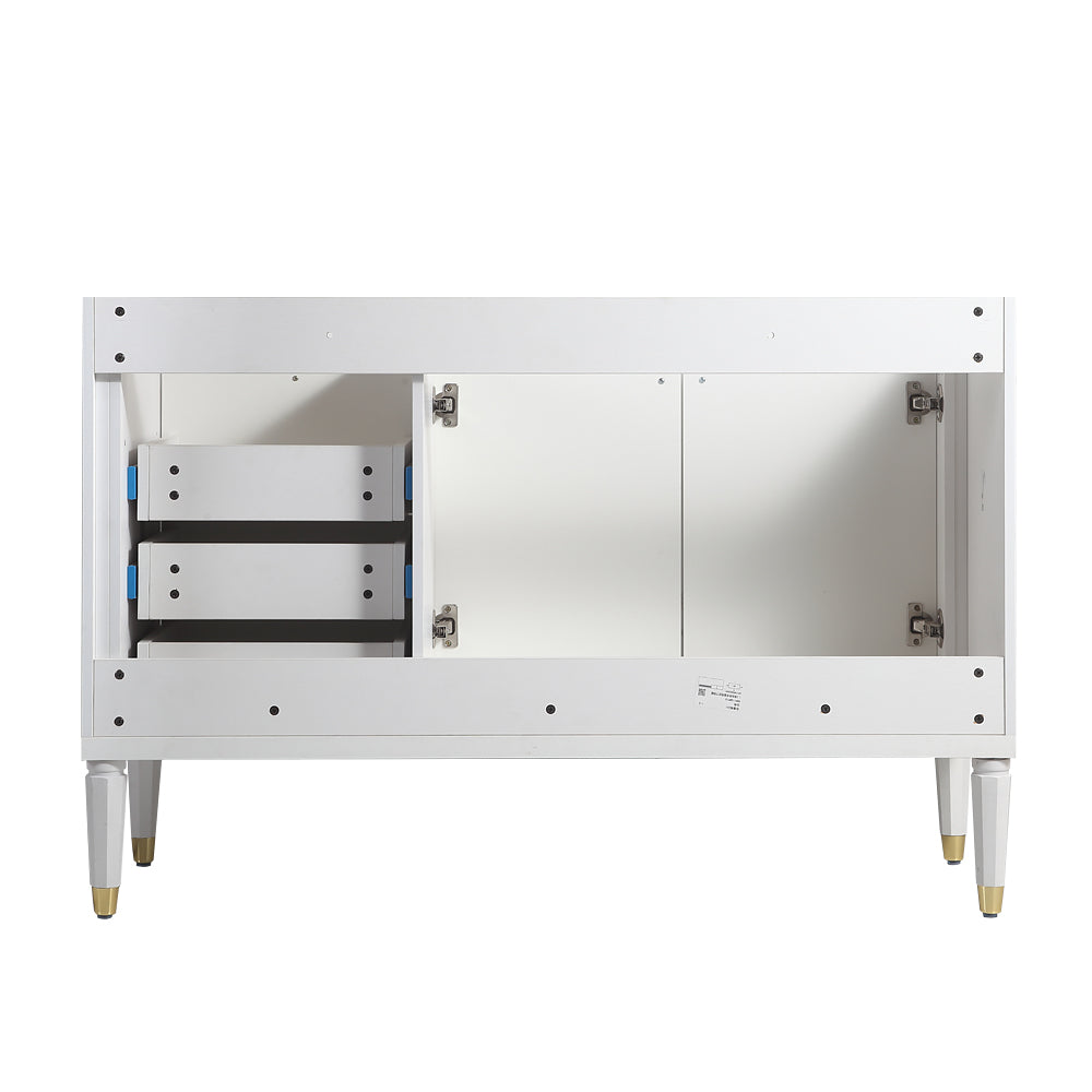 48'' Bathroom Vanity with Top Sink, Bathroom Storage Cabinet with 2 Soft Closing Doors and 3 Drawers, Single Sink Bathroom Vanity. White