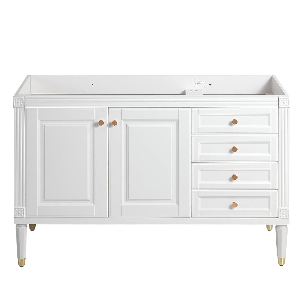 48'' Bathroom Vanity with Top Sink, Bathroom Storage Cabinet with 2 Soft Closing Doors and 3 Drawers, Single Sink Bathroom Vanity. White