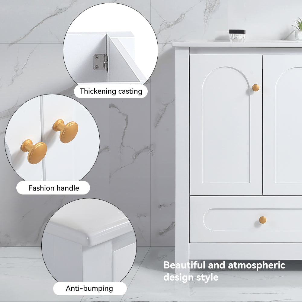 48" White Bathroom Vanity with Ceramic Sink Combo, Abundant Storage Cabinet -4 Soft close doors and 2 drawers