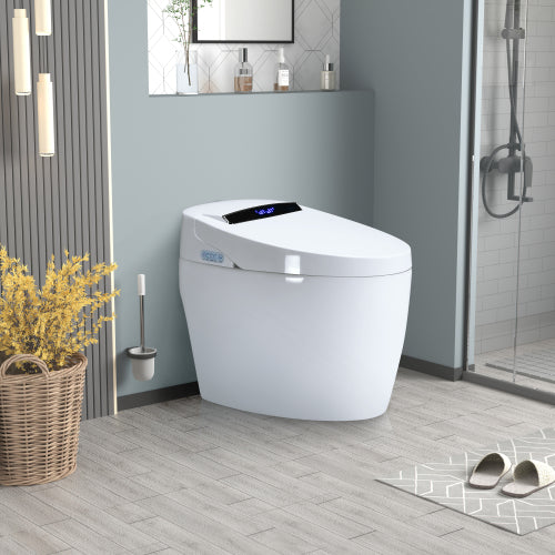 Modern Smart Toilet with Built-in Bidet - Auto Seat Flush & Warm Air Dryer-KPUY