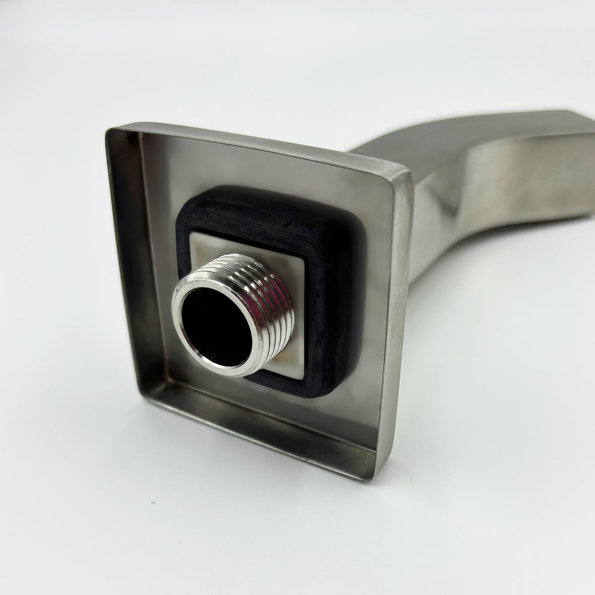 Square Shower Arm with Flange, 1/2 NPT Tapered Threads, Rain Shower Head Arm, Wall Mount Shower Extension Arm