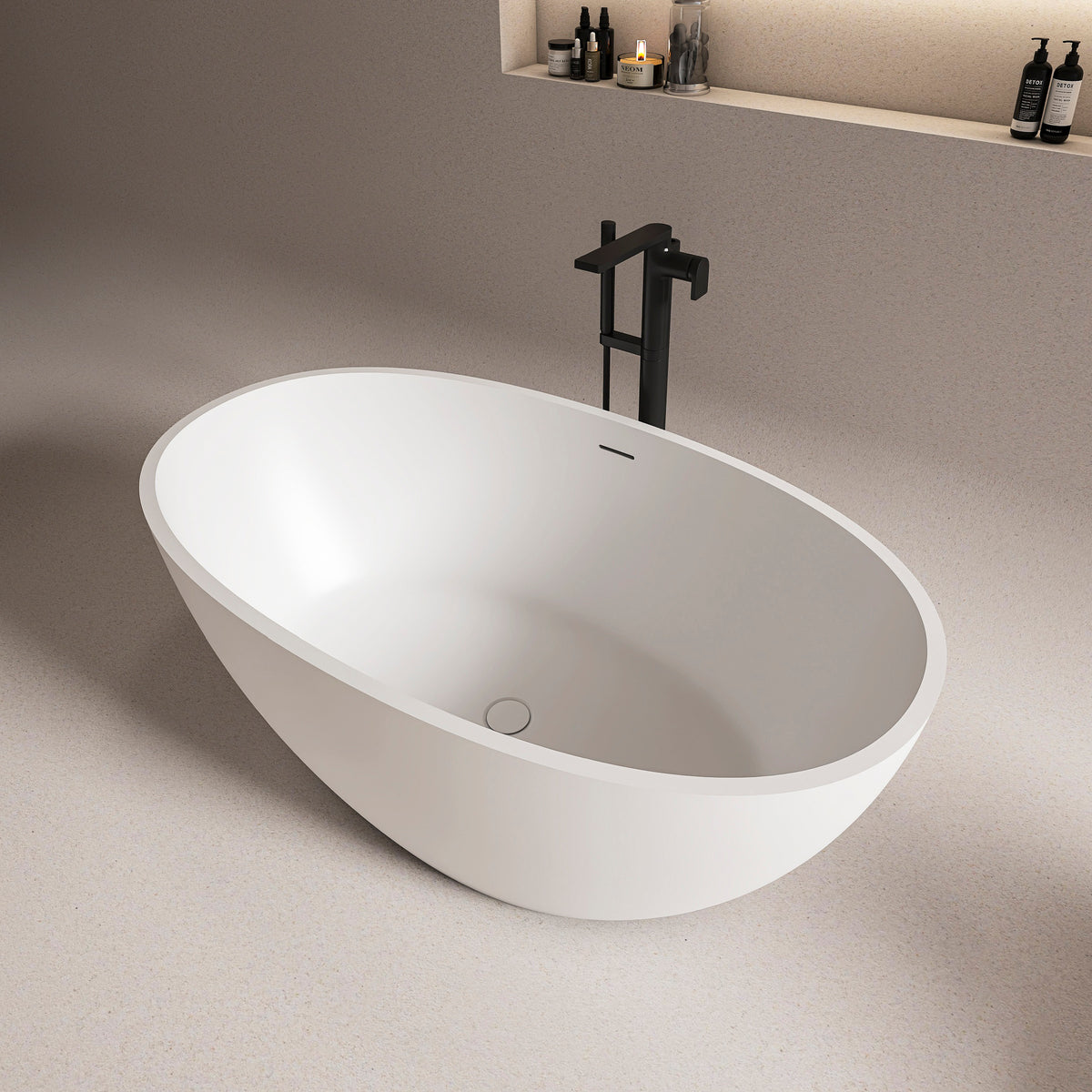 55 inch freestanding solid surface soaking bathtub for bathroom