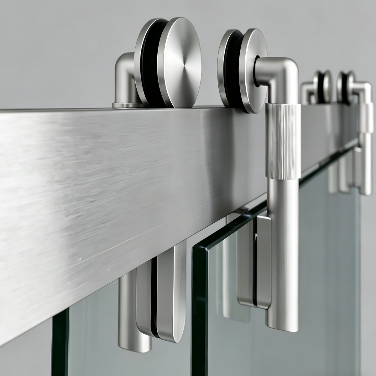 57-60*78 INCH Frameless Double Sliding Shower Door Glass Door,Shower Door ,(10mm) Thick SGCC Tempered Glass Door + Aluminium Alloy For Bathroom Door--FOR Brushed Nickel Metal