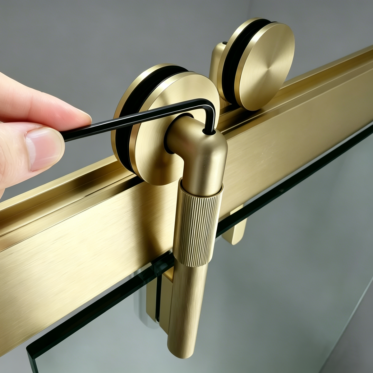 57-60*78 INCH Frameless Double Sliding Shower Door Glass Door,Shower Door,(10mm) Thick SGCC Tempered Glass Door + Aluminium Alloy For Bathroom Door--Brushed Gold