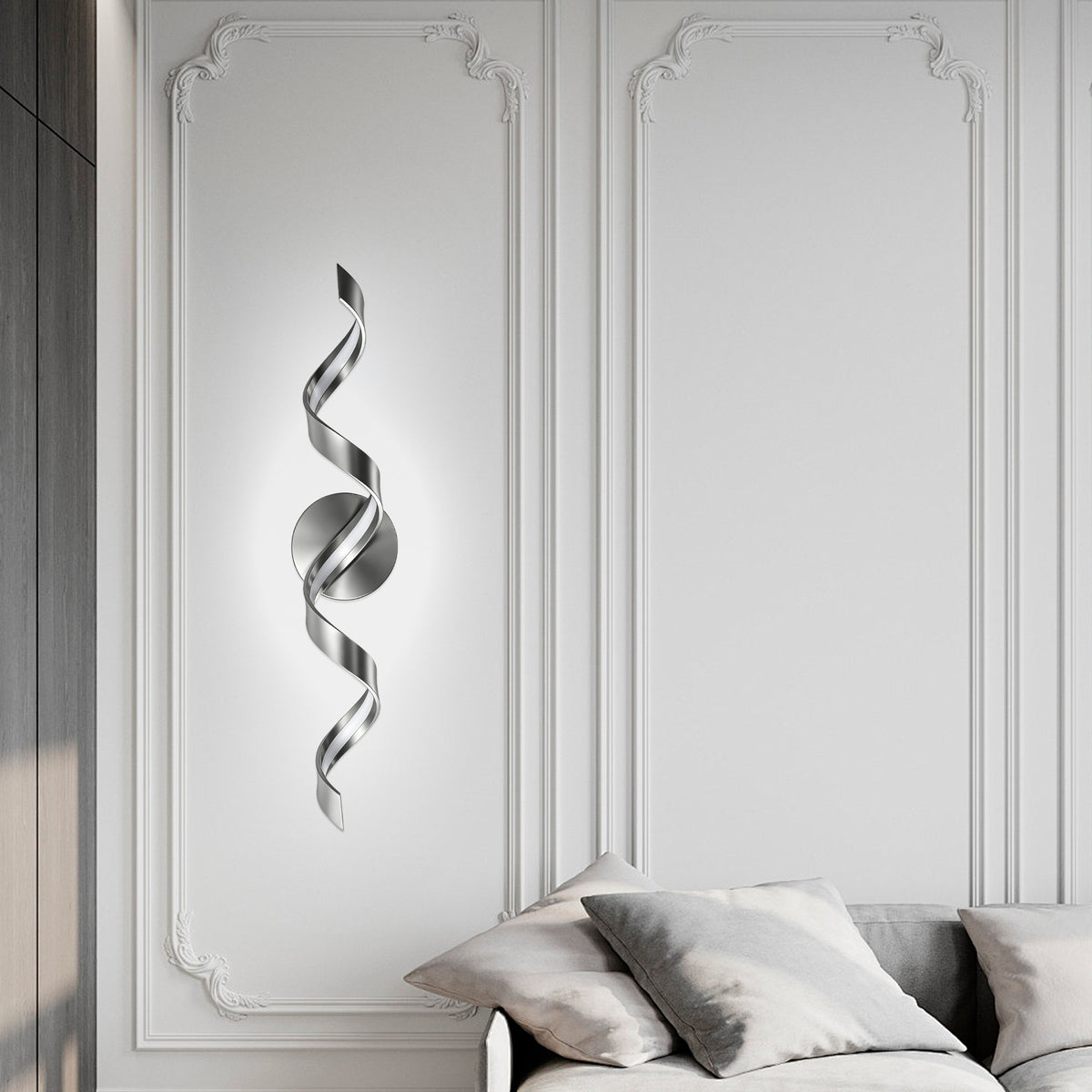 Modern LED Bathroom Vanity Lights, 24inch Black Bathroom Lighting Fixture Over Mirror 15W Spiral Design LED Wall Light Fixtures--SN
