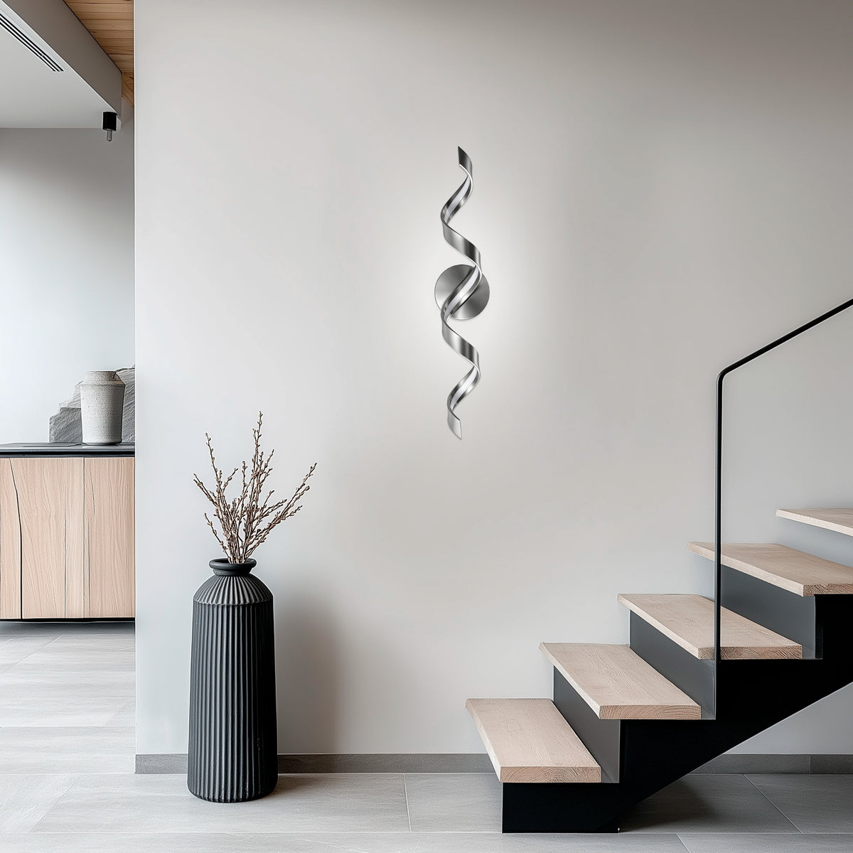 Modern LED Bathroom Vanity Lights, 24inch Black Bathroom Lighting Fixture Over Mirror 15W Spiral Design LED Wall Light Fixtures--SN