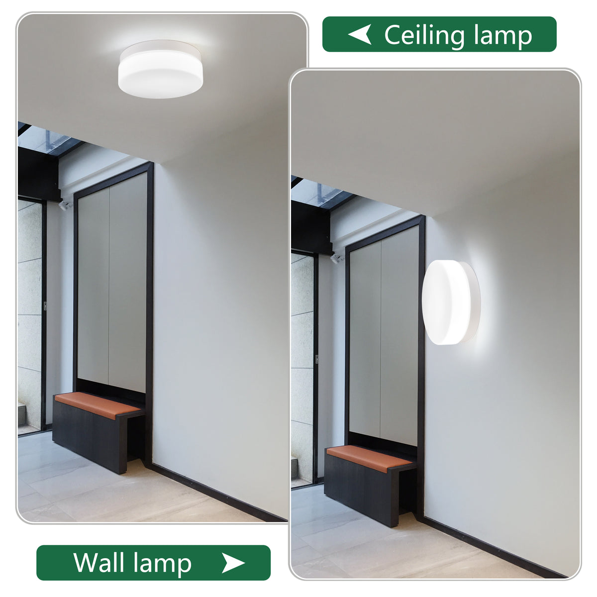 1 PACK LED Flush Mount Ceiling Light Fixture, Modern Kitchen Recessed Ceiling Lamp 24W 12 Inch Closet Round Surface for Bathroom Laundry Bedroom Hallway(White)