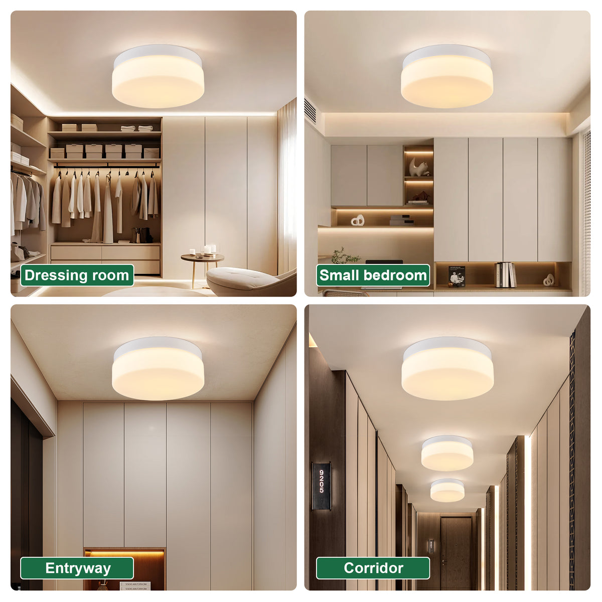 1 PACK LED Flush Mount Ceiling Light Fixture, Modern Kitchen Recessed Ceiling Lamp 24W 12 Inch Closet Round Surface for Bathroom Laundry Bedroom Hallway(White)
