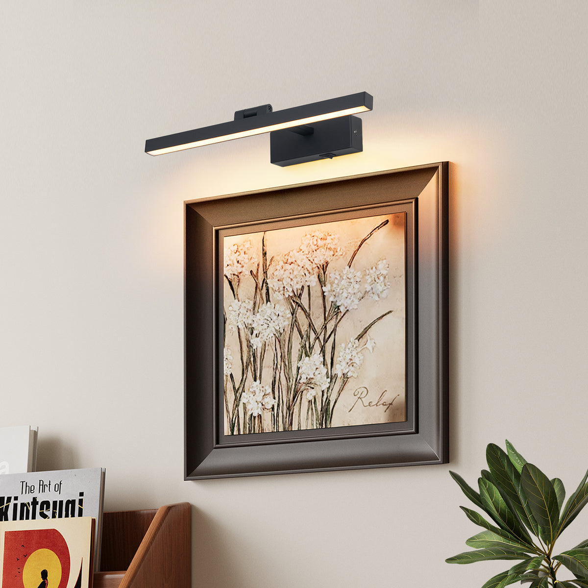 16inch Black Bathroom Light Fixtures Over Mirror Modern Dimmable LED Vanity Light for Bathroom Wall Lighting