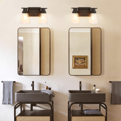 Modern Gold Vanity Lighting Fixture, 2 Lights Above Mirror, Frosted Glass Wall Sconce for Bathroom, Hallway, Bedroom with E26 Socket