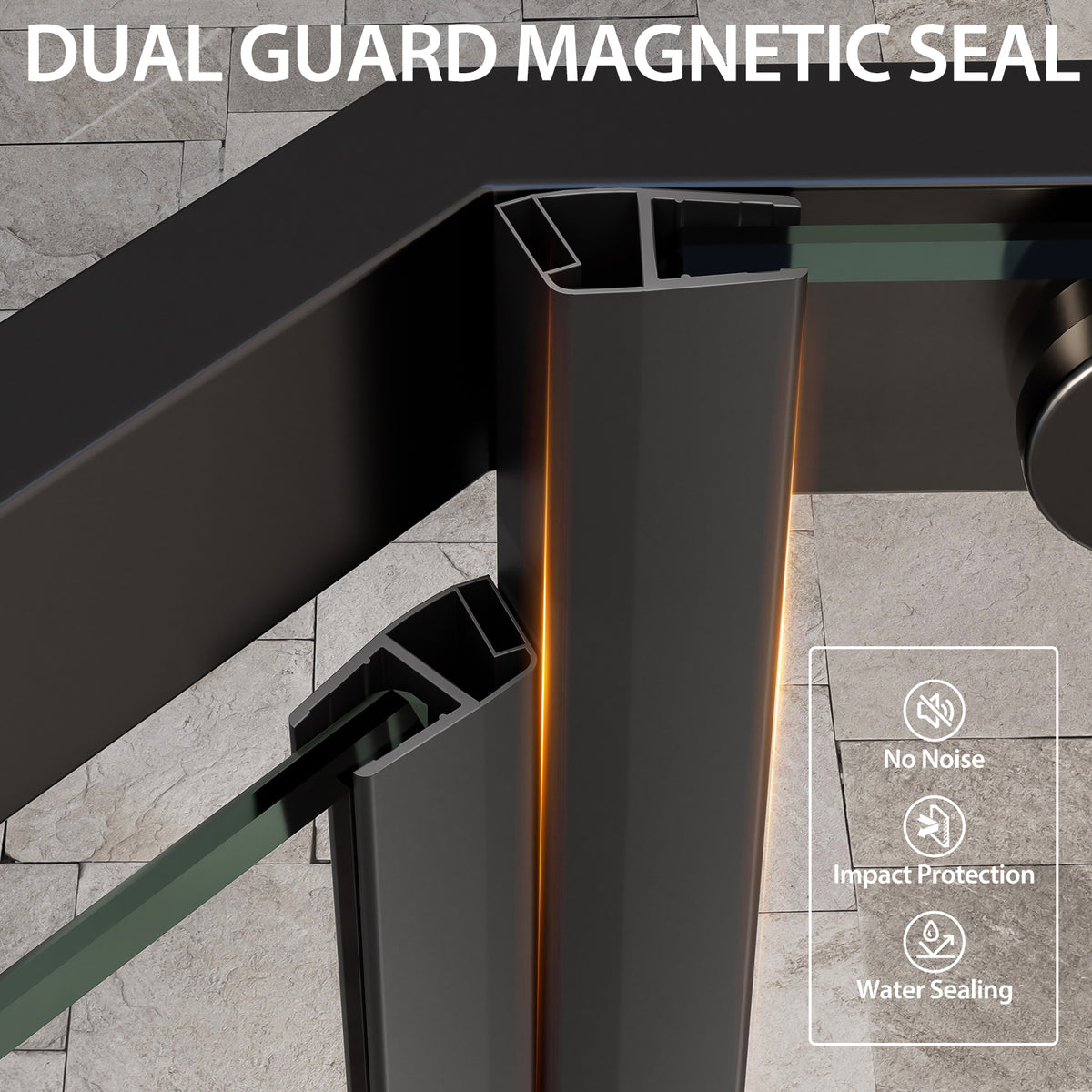 36"D X 36"W X 72"H Neo-Angle Shower Door, Corner Shower Door, 1/4" Tempered Glass With Explosion-Proof Film, Black Stainless Steel Frame