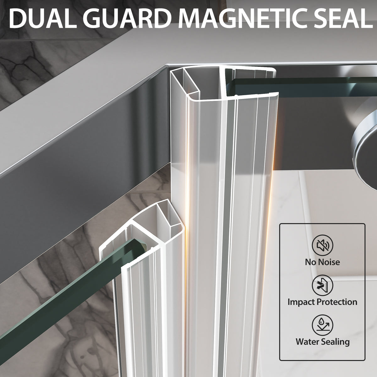 36"D X 36"W X 72"H Neo-Angle Shower Door, Corner Shower Door, 1/4" Tempered Glass With Explosion-Proof Film, Chrome Stainless Steel Frame
