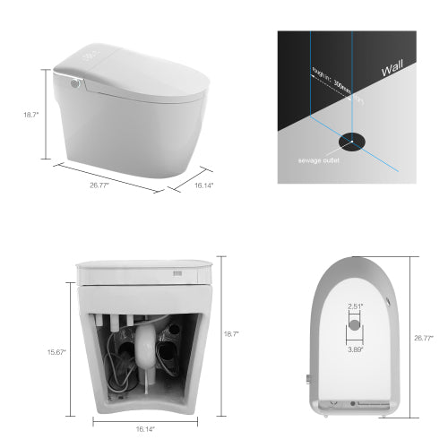 Intelligent Smart Toilet - Auto Open/Close Seat with Heated Bidet & Dryer-KPUY