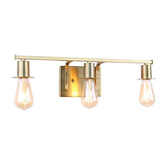 Modern Gold Vanity Lighting Fixture, 3 Lights Above Mirror, Frosted Glass Wall Sconce for Bathroom, Hallway, Bedroom with E26 Socket