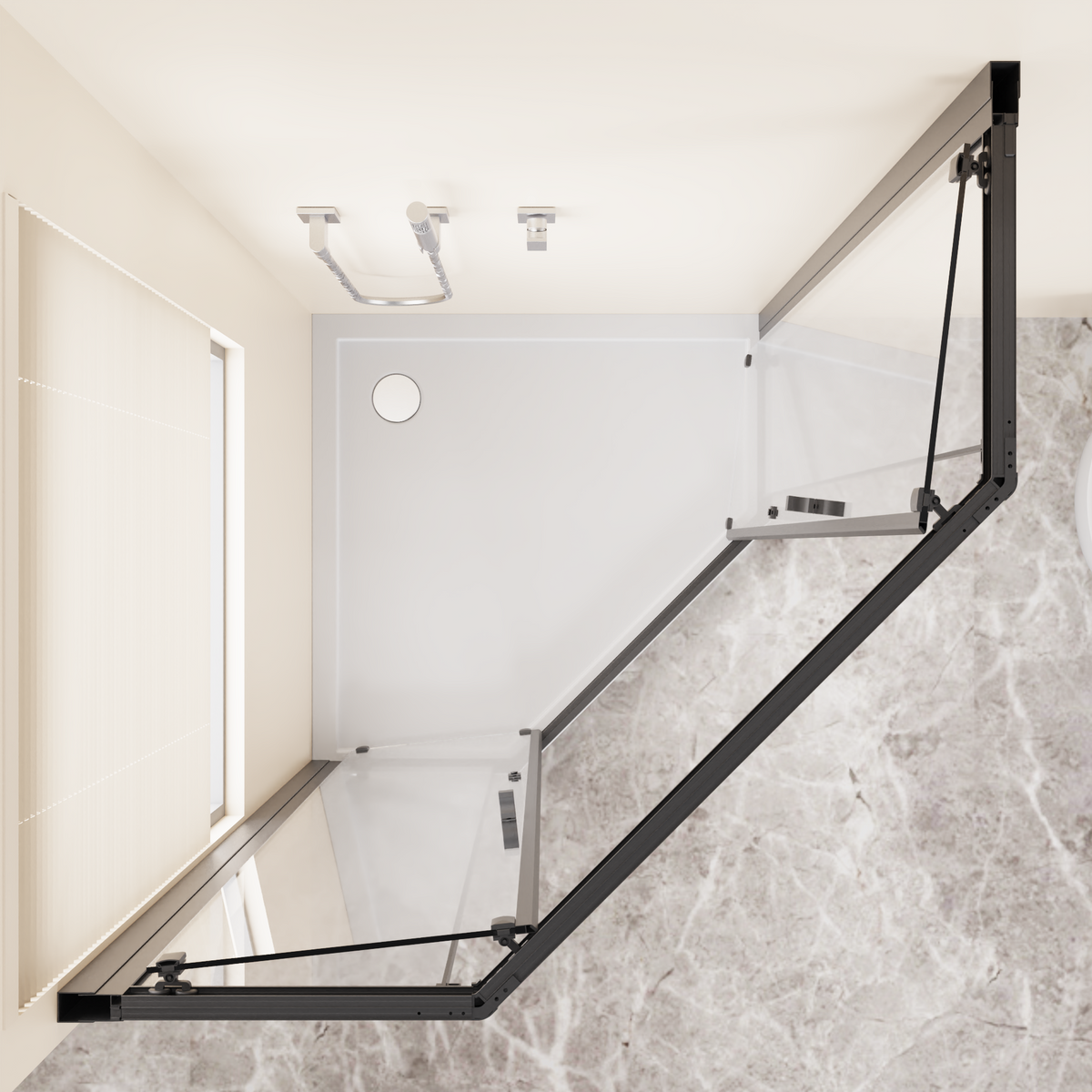 Neo-Angle Sliding Shower Enclosure 36"x72", 1/4" Clear Tempered Glass Diamond Shaped Shower Door, Double Rollers & Stainless Steel Handles, Black