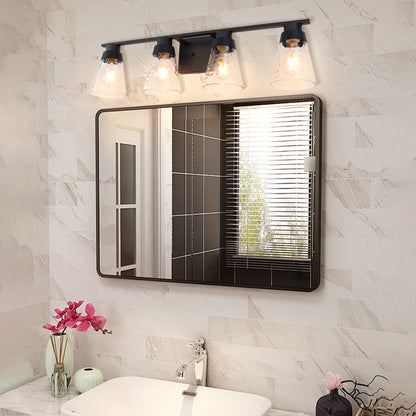 Modern Gold Vanity Lighting Fixture, 4 Light Over Mirror, Wall Lamp with Clear Glass for Bathroom, Hallway, Bedroom with E26 Socket