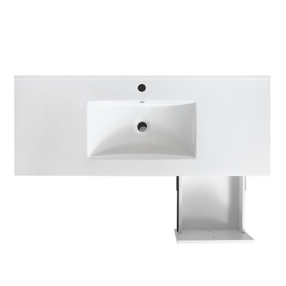 48'' Bathroom Vanity with Top Sink, Bathroom Storage Cabinet with 2 Soft Closing Doors and 3 Drawers, Single Sink Bathroom Vanity. White