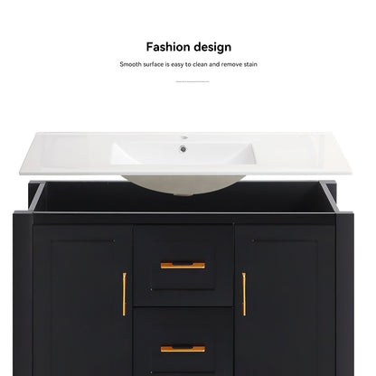 36" Black Bathroom Vanity with Single Sink, Combo Cabinet Undermount Sink, Bathroom Storage Cabinet with 2 Doors and 2 Drawer, Soft Closing, Multifunctional Storage