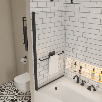 Bath tub Pivot shower screen, with 1/4" tempered glass and towel bar 3458