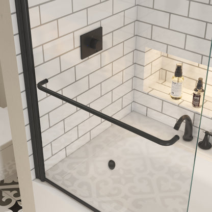 Bath tub Pivot shower screen, with 1/4" tempered glass and towel bar 3458